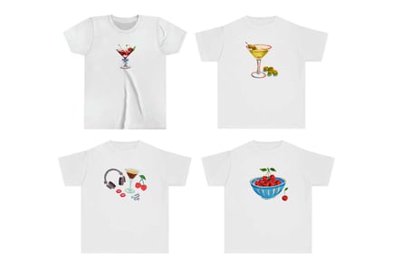 Y2K Cocktail Print Crop Top Baby Tee - 4 Sizes & Designs!