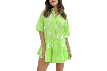 Women's Printed Button-Down Romper - 4 Styles