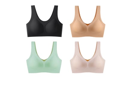 Women's Seamless Bra w Removable Pads - 4 Sizes, 4 Colours