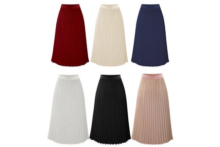 Women's Pleated Swing A-Line Midi Skirt - 4 Sizes, 6 Colours