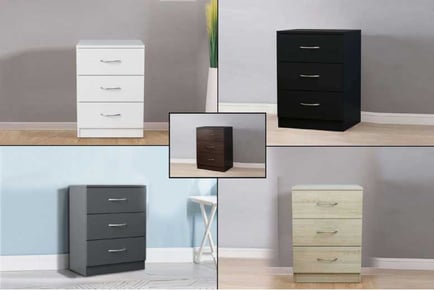 Nest Bedside Table 3 Drawers 4 Colors!