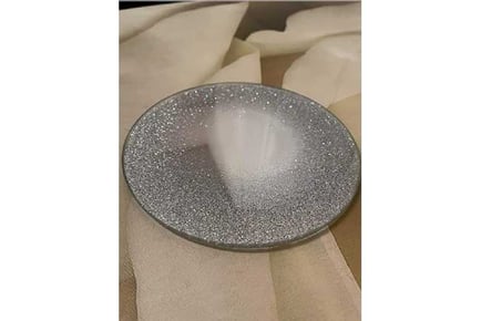 25 cm Sparkly Silver Candle Plate