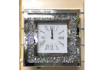 Crushed Diamond Silver Square Wall Clock