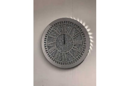 Round Silent Crushed Diamond Wall Clock