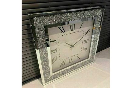 Square Diamante Crystal Jewel Clock