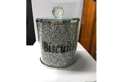 Crushed Crystal Silver Biscuit Jar