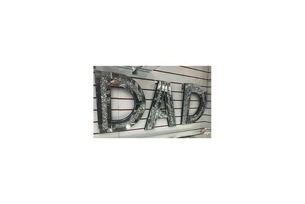 Dad Sign Silver Crystal Mirror Shelf