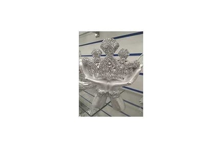 Diamond Silver Crown in Hands Figurine
