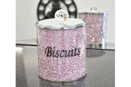 Pink Crushed Diamond Biscuit Canister