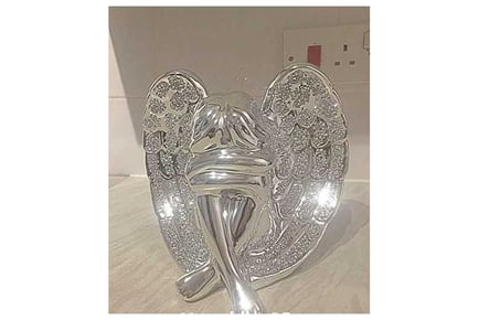 Angel with Wings Silver Sparkle Ornament