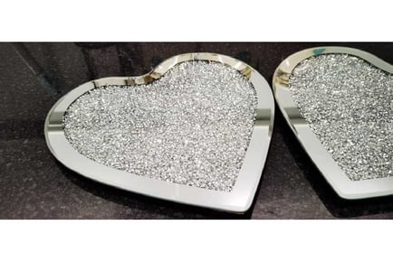 Set of 2 Heart Jewel Mirror Placemats