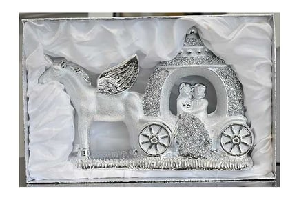 Silver Crushed Diamond Carriage Ornament