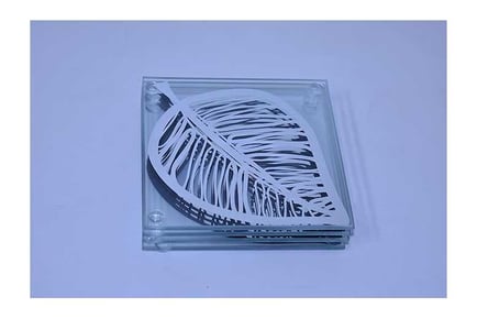 Set of 4 Leaf Printed Glass Coasters