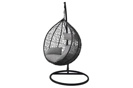 Grey Rattan Garden Weave Egg Chair with Cushions