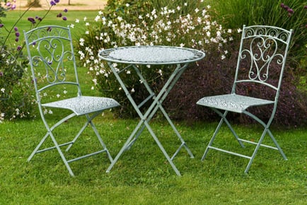 Wrought Iron Garden Bistro Set - 2 Colours