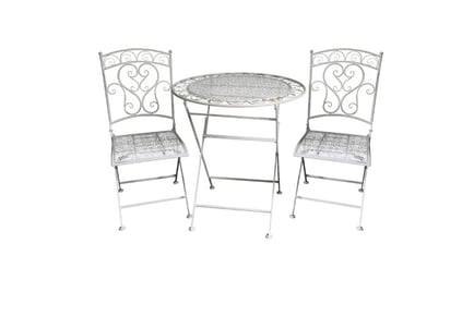 Wrought Iron Garden Bistro Set - 2 Colours