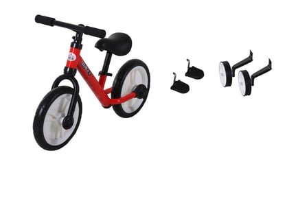 Kid's Toddler Balance Bike With Stabiliser's - Red or Black!