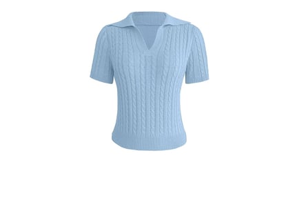 Women's Knitted V-Neck Sweater T-shirt - 4 Sizes & 3 Colours