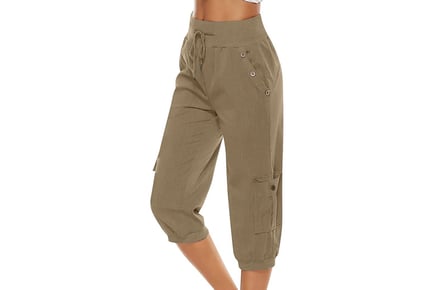 Women's Elastic Waist Capri Pants - 8 Sizes & 6 Colours