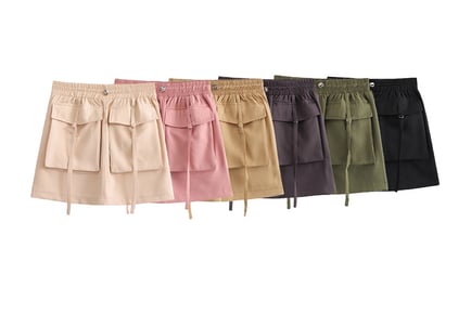 Women's A-Line Short Cargo Skirt in 4 Sizes and 6 Colours