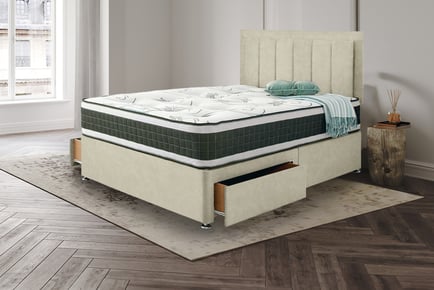 Valencia Premium Cream Divan Bed Set With Mattress - Storage Options!