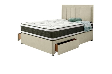 Valencia Premium Cream Divan Bed Set With Mattress - Storage Options!