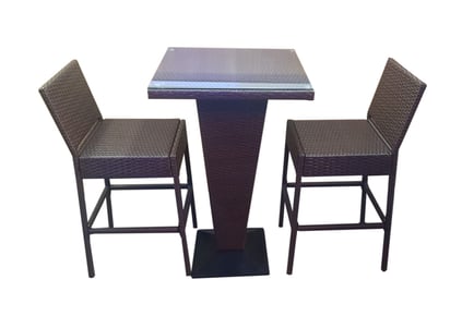 2-Seater Rattan Bistro Bar Set - Table & 2 Chairs!