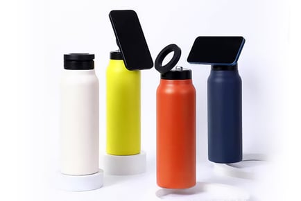 Stainless Steel Water Bottle with Magnetic Phone Holder - 7 Styles