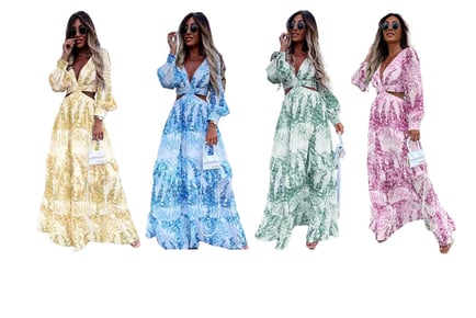 Women's Boho Floral Maxi Dress - 4 Colours & 6 Sizes