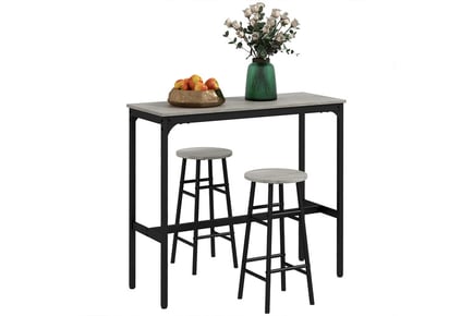 Grey Wood Effect Three Piece Bar Table Set