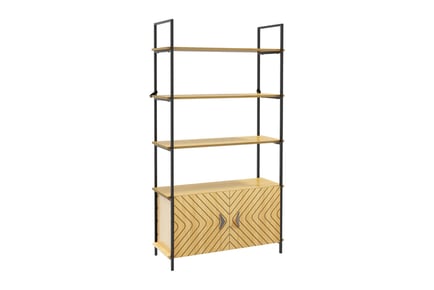 4 Tier Metal Display Storage Shelf with Double Door Cabinet