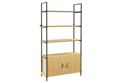 4 Tier Metal Display Storage Shelf with Double Door Cabinet