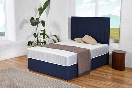 Hamilton Navy Quilted Divan Bed Set with Mattress and Headboard