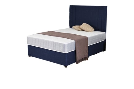 Hamilton Navy Quilted Divan Bed Set with Mattress and Headboard