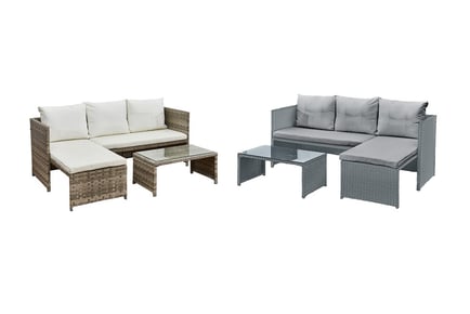 3-Seater L-Shaped Outdoor Rattan Sofa with Table- 2 Colours