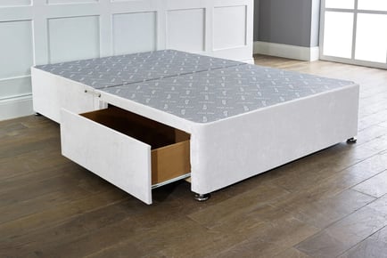 White Chelsea Divan Bed Base in 6 Sizes - 0, 2 or 4 Drawers