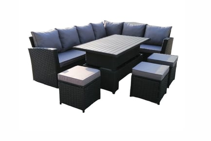 9 Seater Rattan Garden Dining Set, 2 Colours, Optional Rain Cover