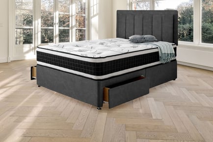 Divan Bed w Headboard, Mattress, and/or Drawer - 12 Options