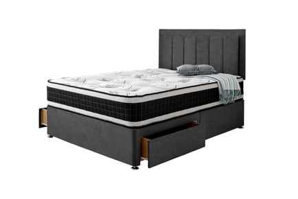 Divan Bed w Headboard, Mattress, and/or Drawer - 12 Options