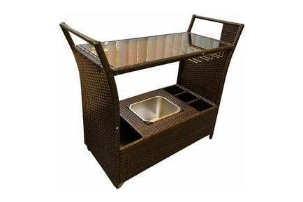 Rattan Trolley Garden Bar