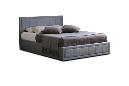 Grey Linen Ottoman Bailey Bed Frame with Storage and Optional Mattress!