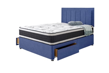 Valencia Premium Navy Divan Bed Set With Mattress & Storage Options!