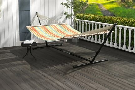 Striped Garden Hammock with Steel Stand in 2 Styles