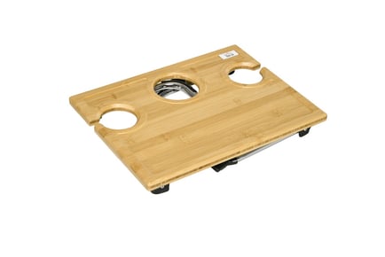 Portable Bamboo Top Picnic Table with Wine and Glass Holders