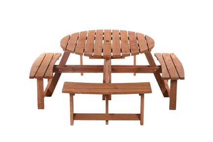 8-Seater Fir-Wood Picnic Table-Bench Set