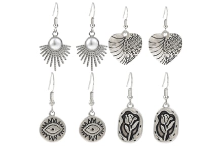 Evil Eye Flower Fan Heart Shape Earrings