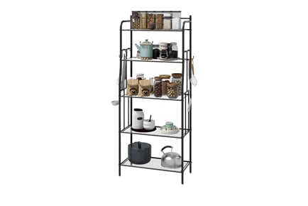 Five-Tier Steel Frame Kitchen Shelving Unit - Black!