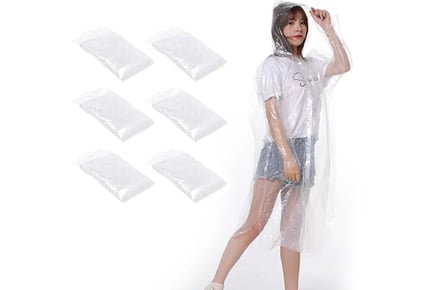 6 Pack of Disposable Rain Ponchos