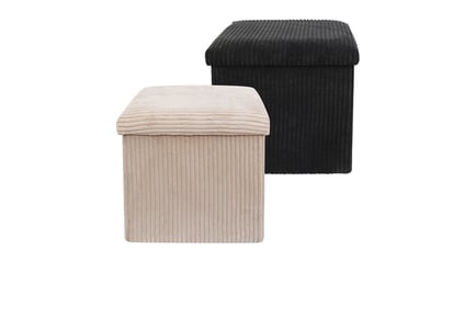 Corduroy Storage Footstool Cube - Black or Cream