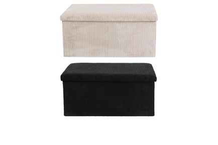 Foldable Ottoman Storage Box in Corduroy - Black or Cream